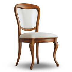 Vintage Wooden Chair with Cushion: Transparent Background