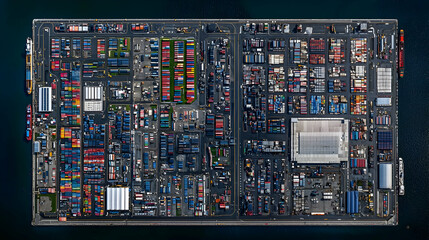 Obraz premium Aerial View Of Busy Container Port