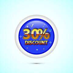 Fototapeta premium 30 percent discount button, Sale offer sign. Special offer symbol. Discount promotion