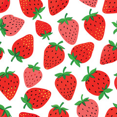 Endless Strawberry Tapestry Seamlessly Stitched on a Pristine White Backdrop