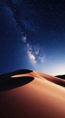 Desert landscape photography under starry night sky milky way galaxy sand dunes adventure travel nature scenic views