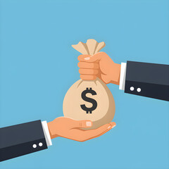 Vector Illustration of Hand Giving Money – Bribery, Loan, or Business Deal