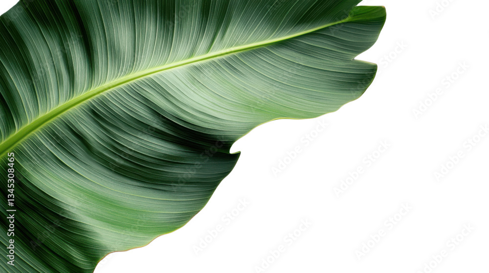 Poster vibrant green banana leaf with transparent background creating natural design element