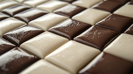 Obraz premium Chocolate tiles arranged in a decorative pattern on a flat surface