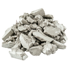 Pile of concrete debris on white background. Construction waste concept