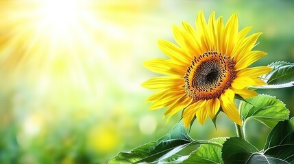 Obraz premium Blooming Sunflower in Golden Light, Symbolizing Youth and Optimism