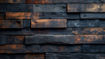 Textured Rustic Wooden Wall with Dark and Weathered Boards