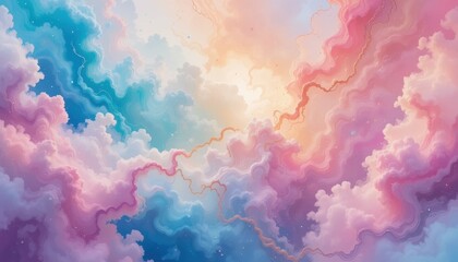 Dreamy cloudscape sky digital art colorful aerial view serenity