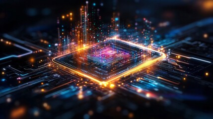 Digital wallet interface featuring glowing shields in a futuristic design with vibrant colors