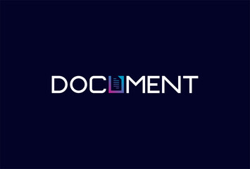 Obraz premium Document Logo, letter U with Document icon combination in text Document typography logo, vector illustration