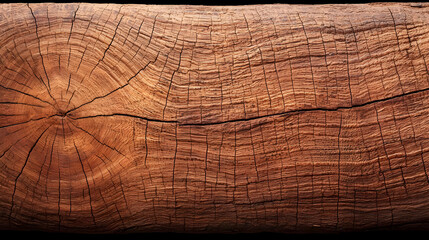 Fototapeta premium Close Up View Of Brown Wooden Plank With Cracks And Grain
