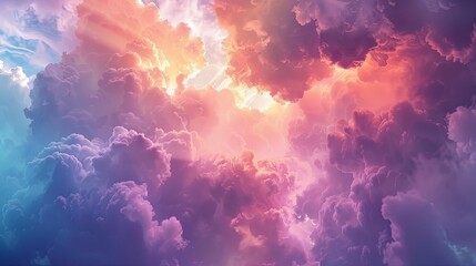 Fototapeta premium Dreamy abstract clouds in vibrant colors evoke feelings of fantasy and imagination, perfect for creative projects or cloud computing themes Generative AI