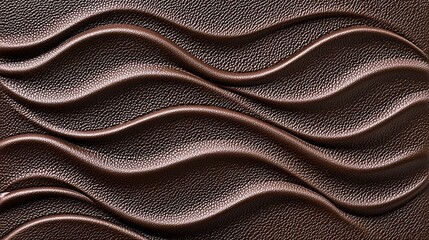 Naklejka premium Textured brown leather showing elegant wave patterns and rich tones