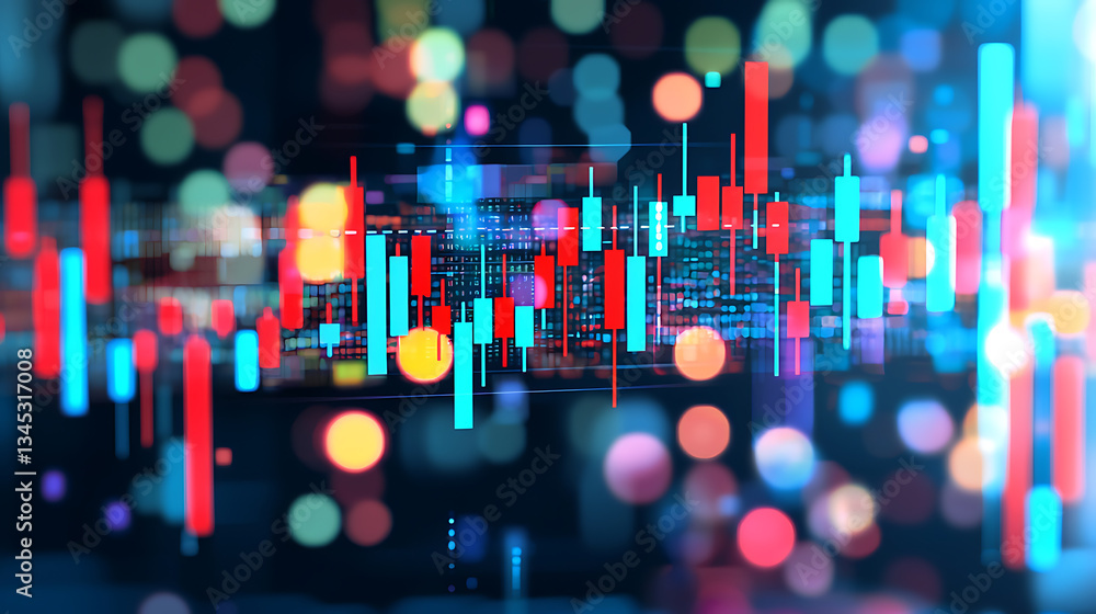 Aufkleber analyzing market trends through dynamic data visualization financial sector infographic digital envi