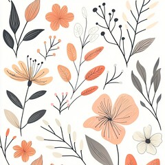 Floral elegance unfolds in this captivating display of pastel blooms and delicate foliage against a pristine white canvas.