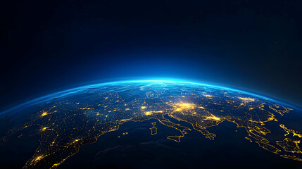 Obraz premium Earth At Night With City Lights From Space