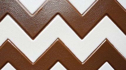 Fototapeta premium Brown and white zigzag pattern on textured surface enhances interior decor