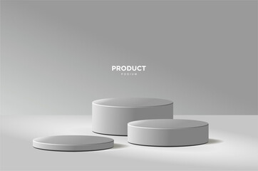 white podium on a gray background