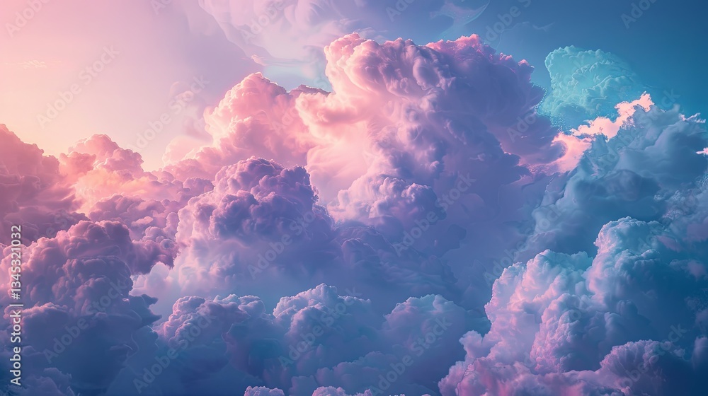 Poster Impressive display of abstract clouds showcasing soft pastels, ideal for fantasy themes and dreams, creating an ethereal atmosphere Generative AI