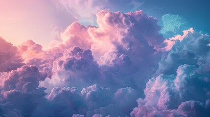 Impressive display of abstract clouds showcasing soft pastels, ideal for fantasy themes and dreams, creating an ethereal atmosphere Generative AI