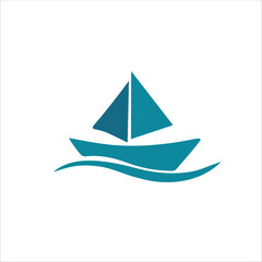 sailing ship green icon logo