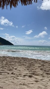 tropical beach with blue sky