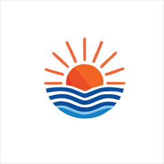 sunset icon logo with vector illustration