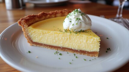 Lemon Tart Slice on Plate