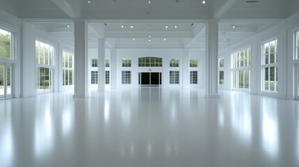 Spacious, pristine white event hall