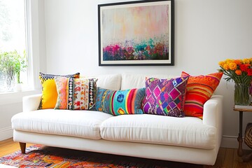 cozy living space with vibrant decor

