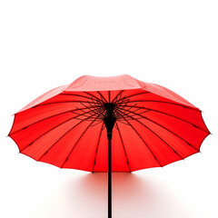 Red umbrella against white background