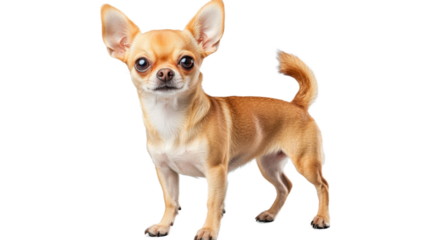 Small chihuahua dog standing on transparent background