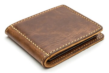 Obraz premium Brown leather wallet isolated on white background