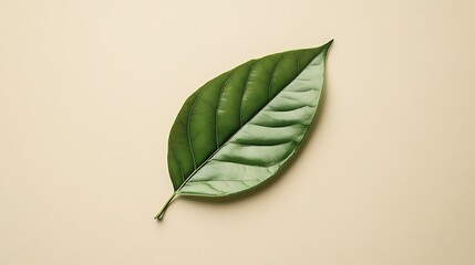 Minimalist green leaf frame on a solid background, emphasizing simplicity and nature