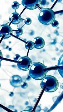 Visual representation of molecular structures highlighting blue and clear spheres interconnected with black links