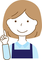 Obraz premium ワンポイントアドバイスをしているエプロンを付けている女性 
