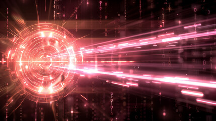 Obraz premium Glowing digital lock with binary code symbolizing AI copyright protection and cybersecurity, integrating encryption, blockchain technology, and digital authentication for data security in modern tech.