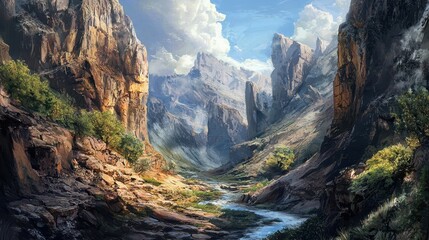 Fototapeta premium Dramatic Deep Canyon Landscape with Stunning Rock Formations