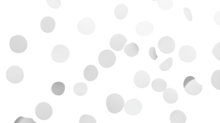 White confetti falling on transparent background: festive celebration overlay