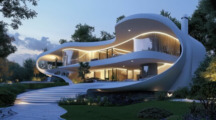 Artistic Modern Villa with Sculptural Architectural Design