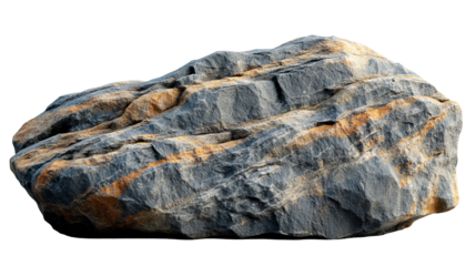 Striking stone with detailed layers and texture isolated on black. Unique stone for presentation and white background