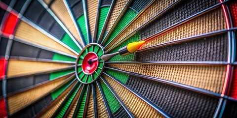 Dartboard Close-up: Target Practice Game, Bullseye Aiming, Sport Recreation