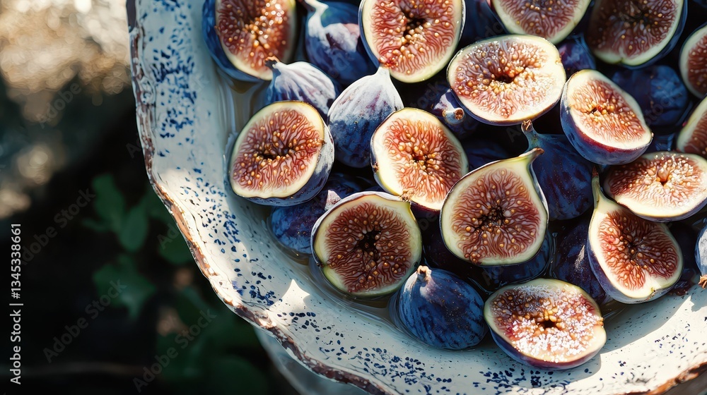 Poster Honeyed Fig Smoothie with a Hint of Cinnamon in Rustic Bowl