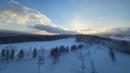 sunrise over the snow mountains