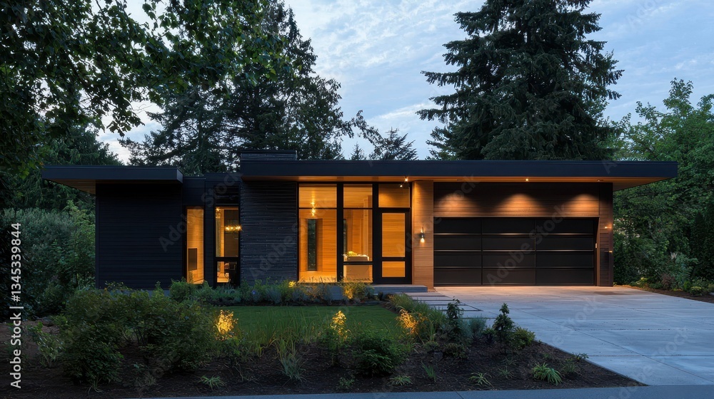 Poster modern minimalist house with simple and elegant design features
