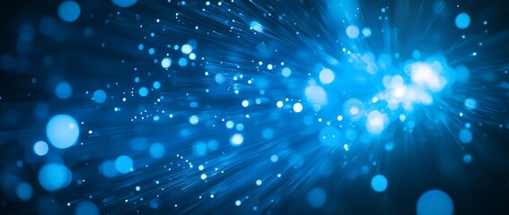 Obraz premium Fiber Optic Broadband Telecommunication Concept Showcasing the Speed and Reliability of High Speed Internet Access Provided Through Optical Fibers Photography with Copy Space for Text