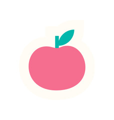 Brutalist apple shape sticker. Simple fruit form design. Abstract element, flat color style, bold visual impact, and potential usage in modern aesthetics.