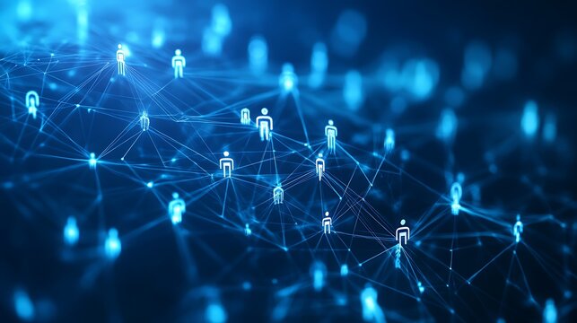 Image of a group of people and the concept of communication network. social media. human resources. AI Generated