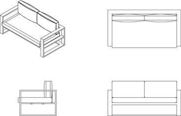 vector sketch illustration of sofa chair design for living room interior home