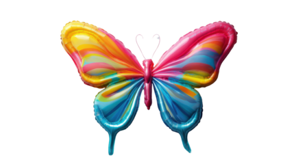 Colorful inflatable butterfly balloon on transparent background